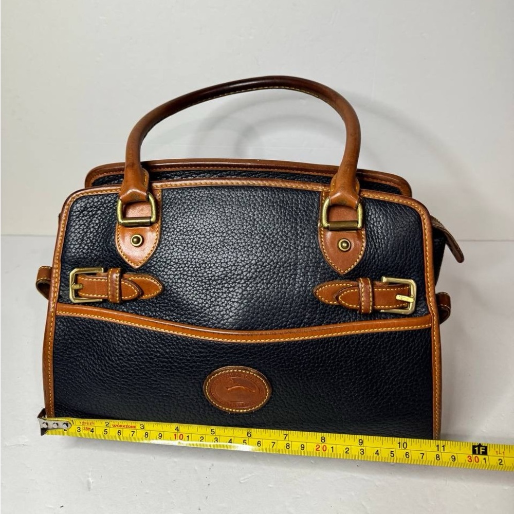 Dooney & Bourke Black Pebbled Leather Double Handle Satchel Bag -VTG Made in USA - Picture 8 of 14